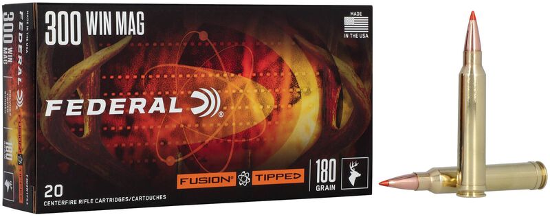 Fusion Tipped Rifle, 300 Win Mag, 180 Grain, Fusion Tipped, 2950 fps 300 Win Mag Caliber Ammo - 20 Rounds of 180 Grain Weight Ammunition (F300WTFS3)